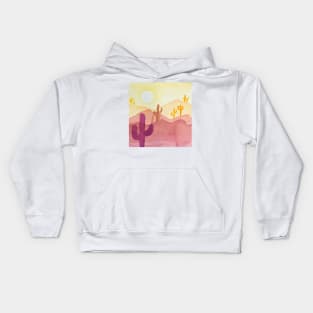 Rosy Desert (Watercolor desert landscape) Kids Hoodie